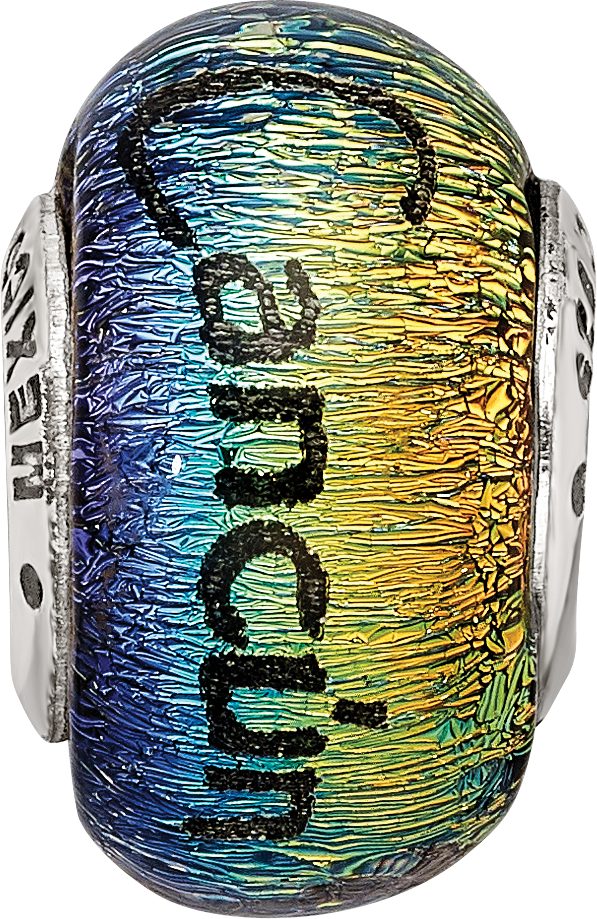 Sterling Silver 925 Glass Bead with Cancun Orange Dichroic Accent