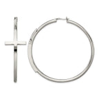 Stainless Steel Polished Cross Hoop Earrings for Women