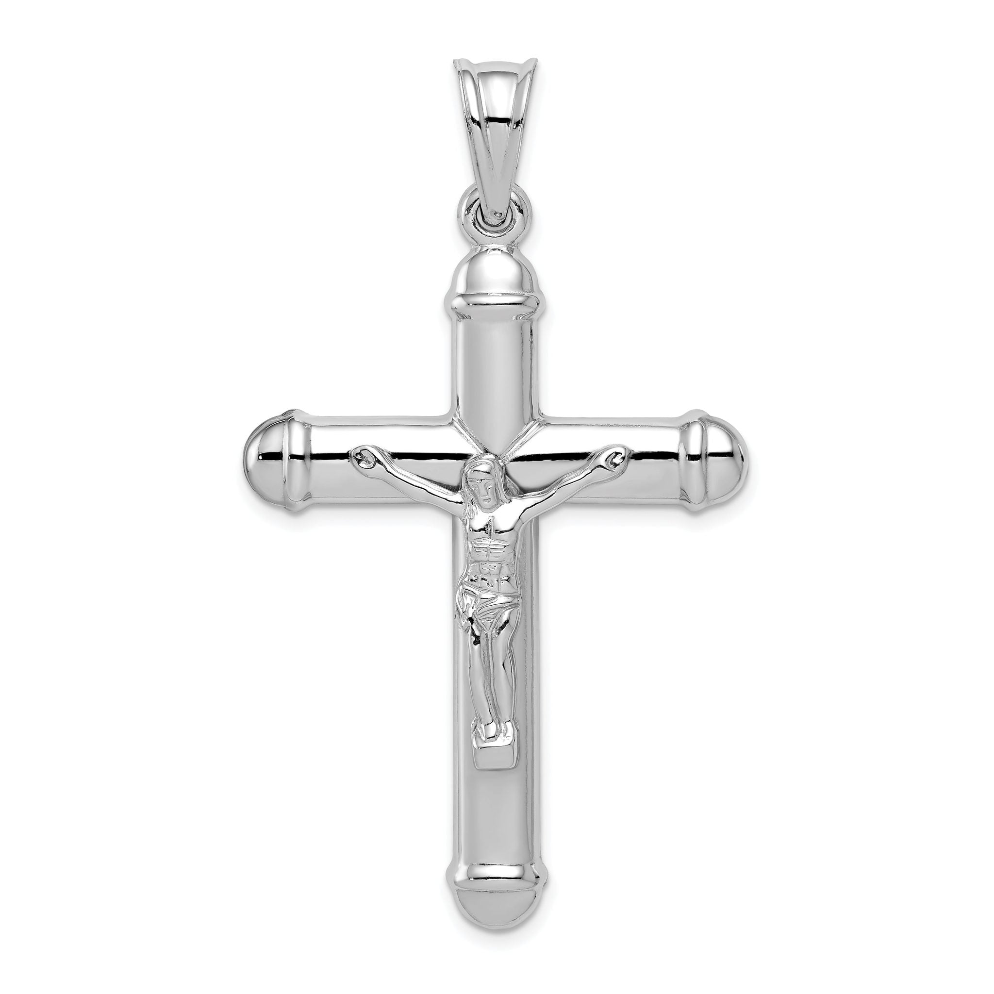 Sterling Silver 925 Reversible 3D Crucifix Pendant with Rhodium Polish Main image