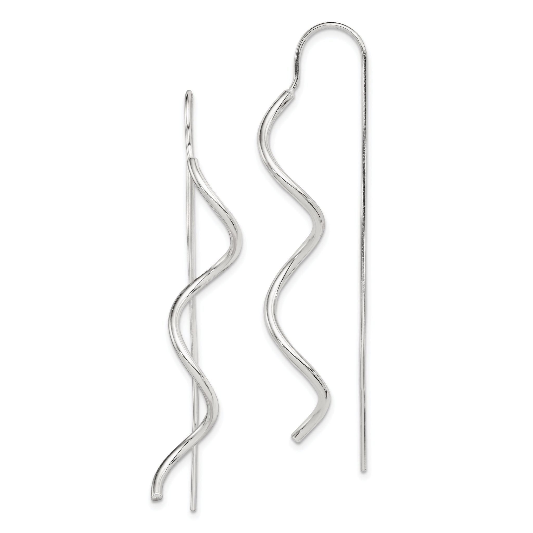 Sterling Silver Polished Spiral Dangle Earrings Main image