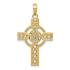 14K Gold Diamond-Cut Celtic Cross Pendant with Polished Finish