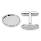 Rhodium-Plated Polished Oval Engravable Cuff Links by Kelly Waters