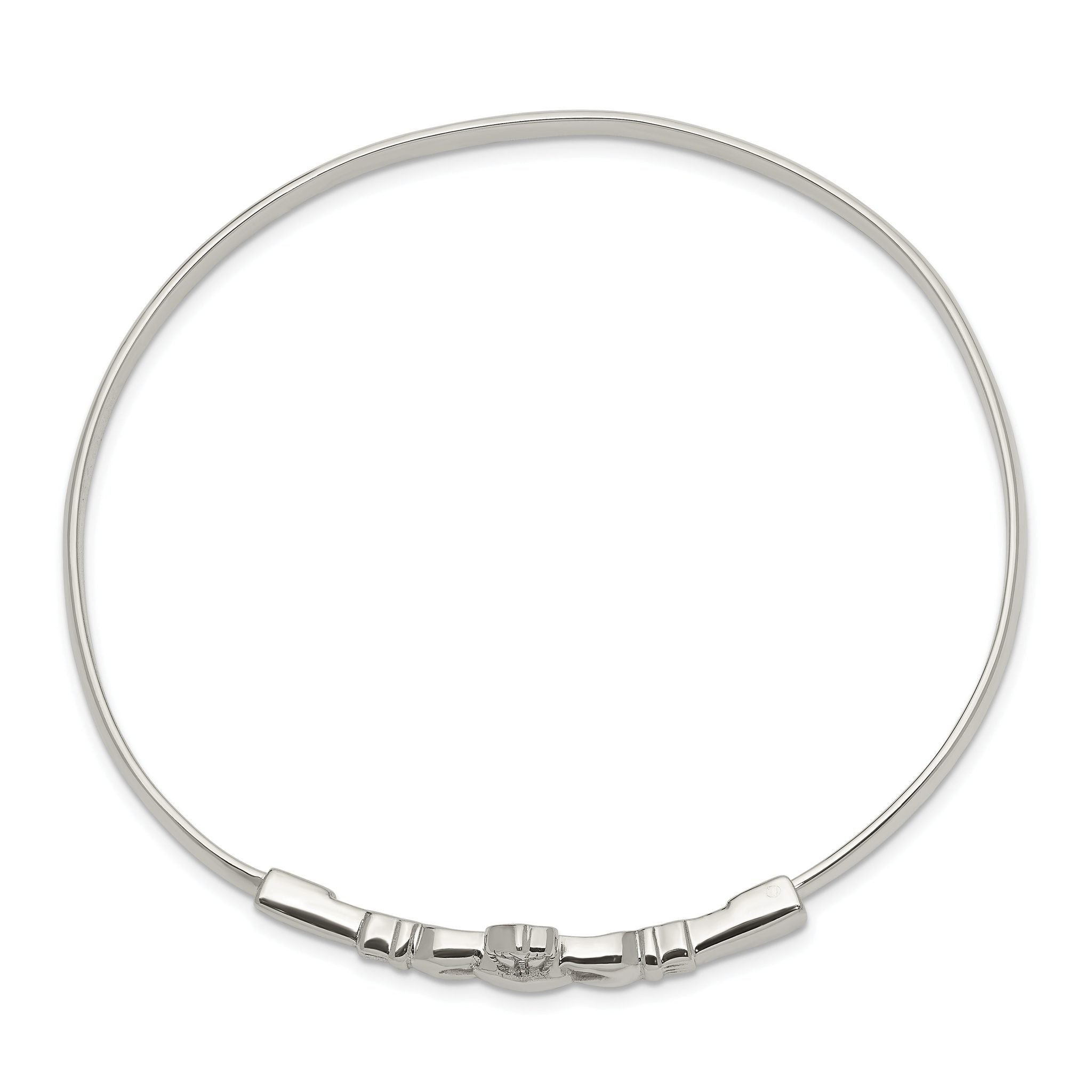 Sophia Jewelers Sterling Silver Claddagh Bangle with Polished Antiqued Finish Secondary image