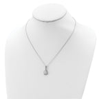 Cheryl M Sterling Silver Rhodium-plated Checkerboard-cut and Brilliant-cut CZ Halo Teardrop 18 Inch Necklace