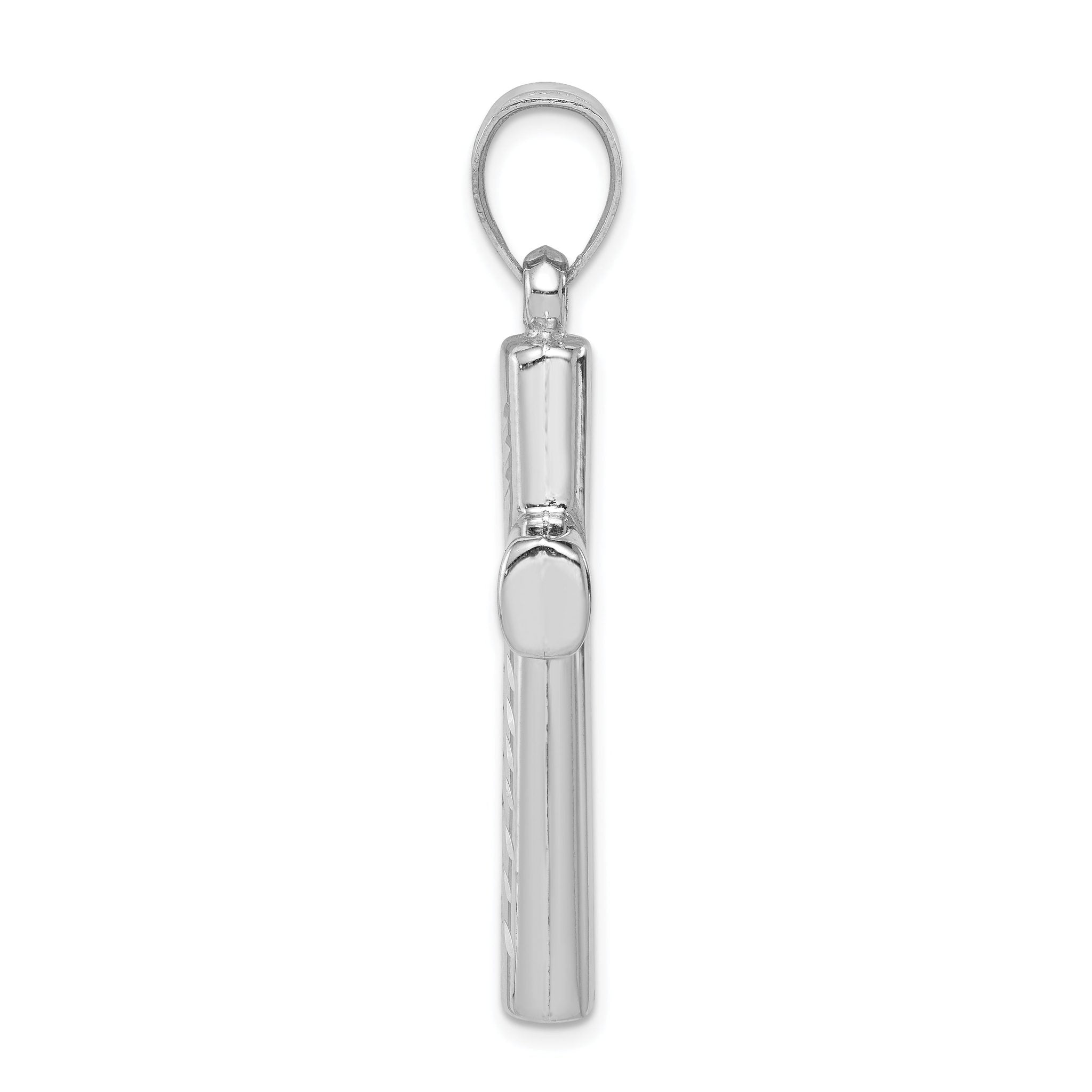 Sterling Silver 925 Diamond-Cut Cross Pendant with Polished Rhodium Finish