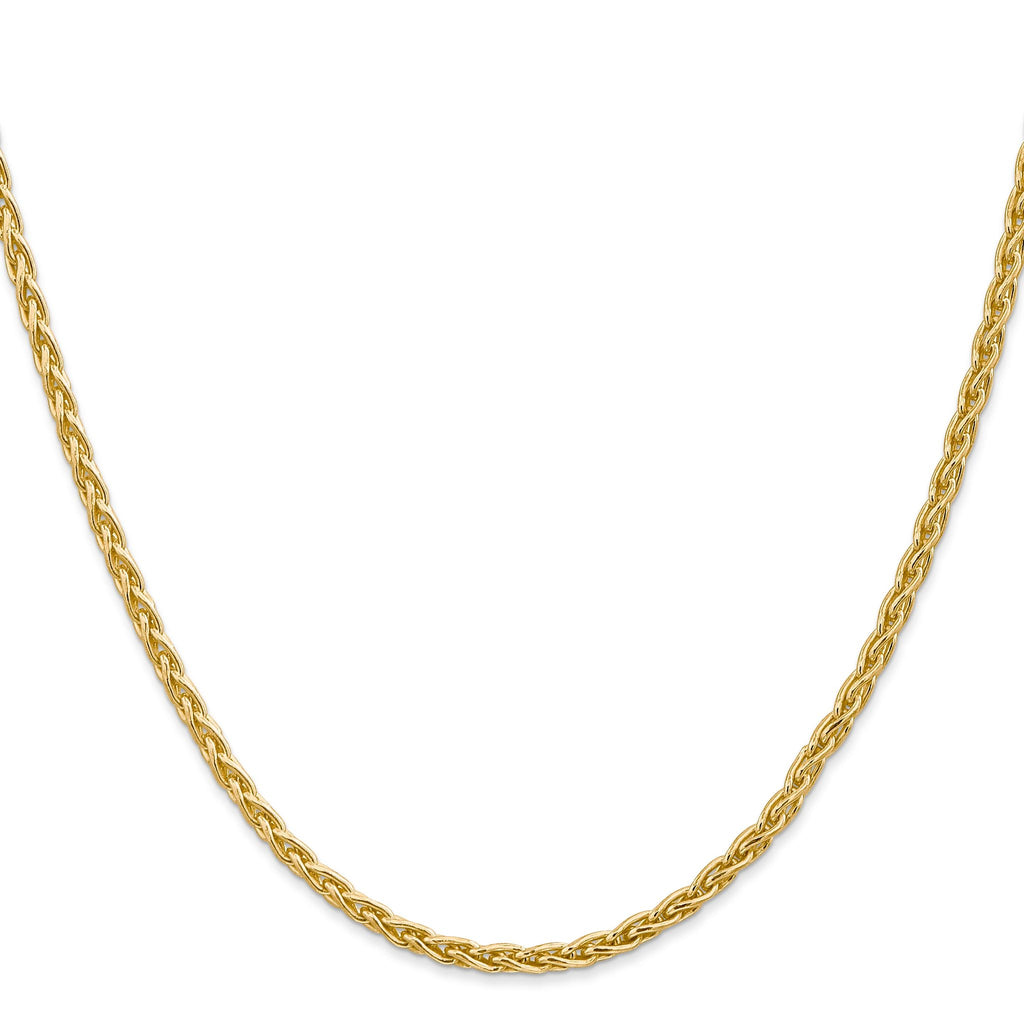 14K Yellow Gold Solid Wheat Chain Necklace 3mm