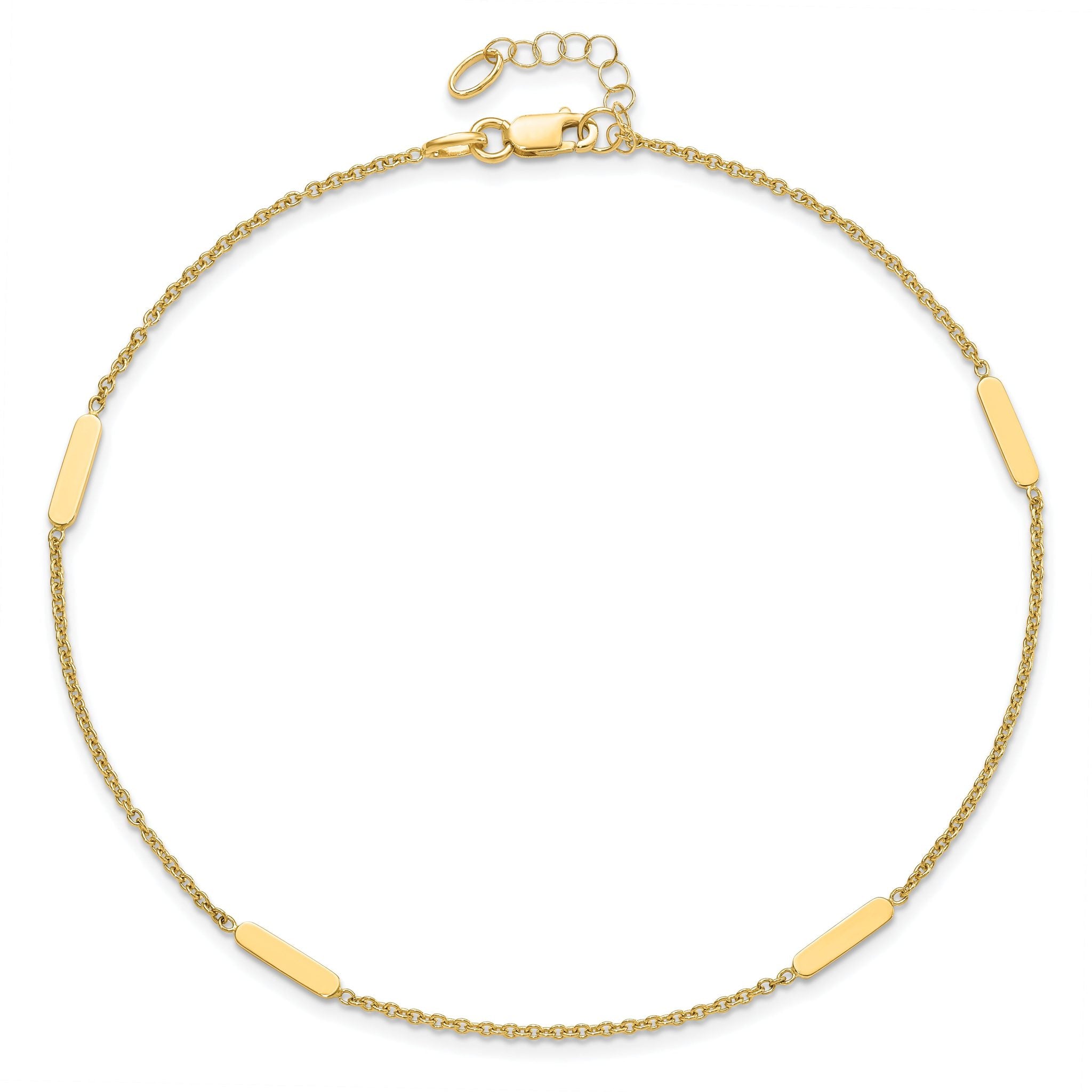 14K Polished w/1 in ext. Anklet
