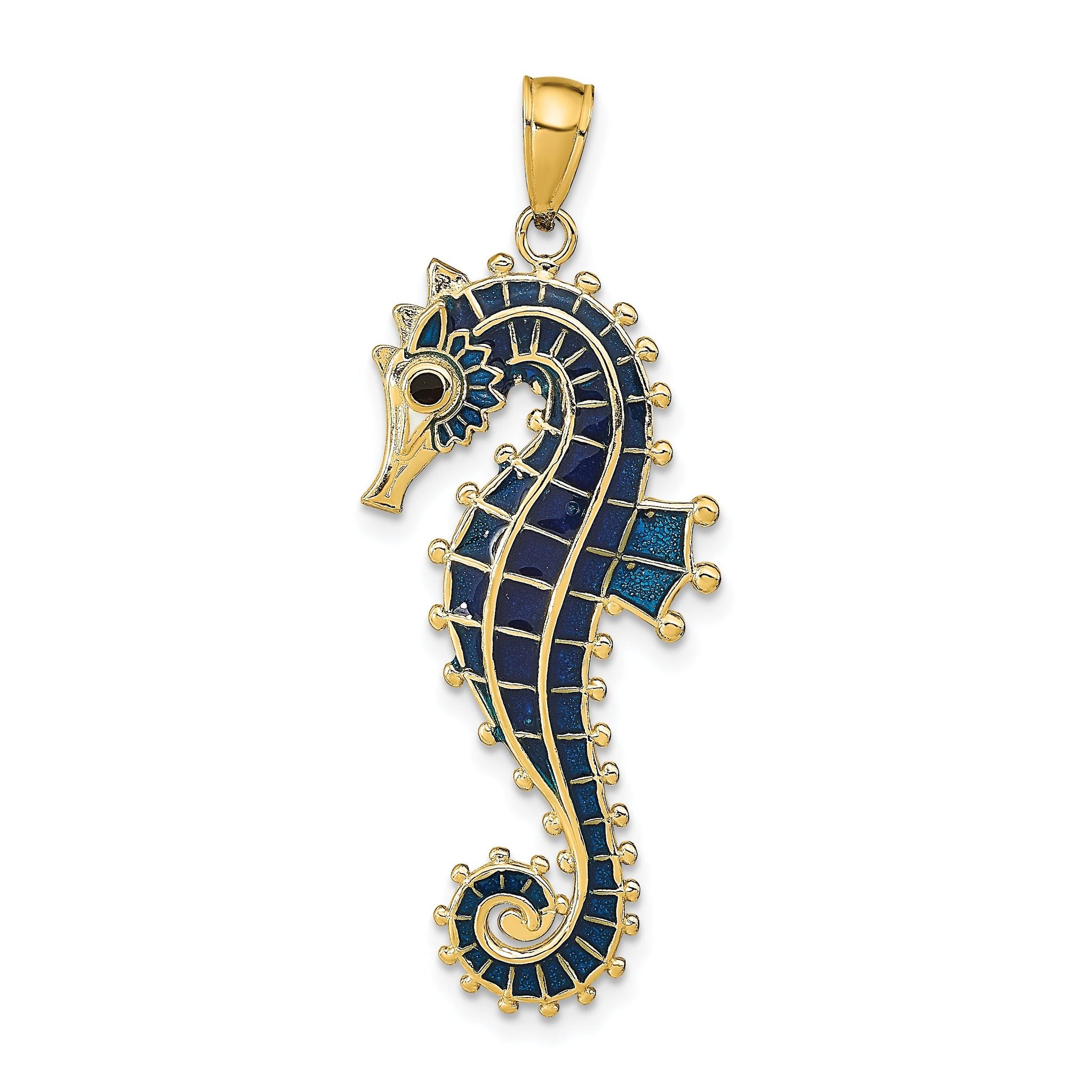 14K  3D Enameled Seahorse Pendant Main image