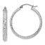 14K White Gold Diamond-cut 3.5x28mm Hollow Hoop Earrings