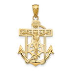 14K Gold Mini Mariners Crucifix Pendant with Polished Textured Finish
