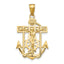 14K Gold Mini Mariners Crucifix Pendant with Polished Textured Finish