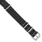 Military-Style Distressed Leather Watch Band in Black, 18mm