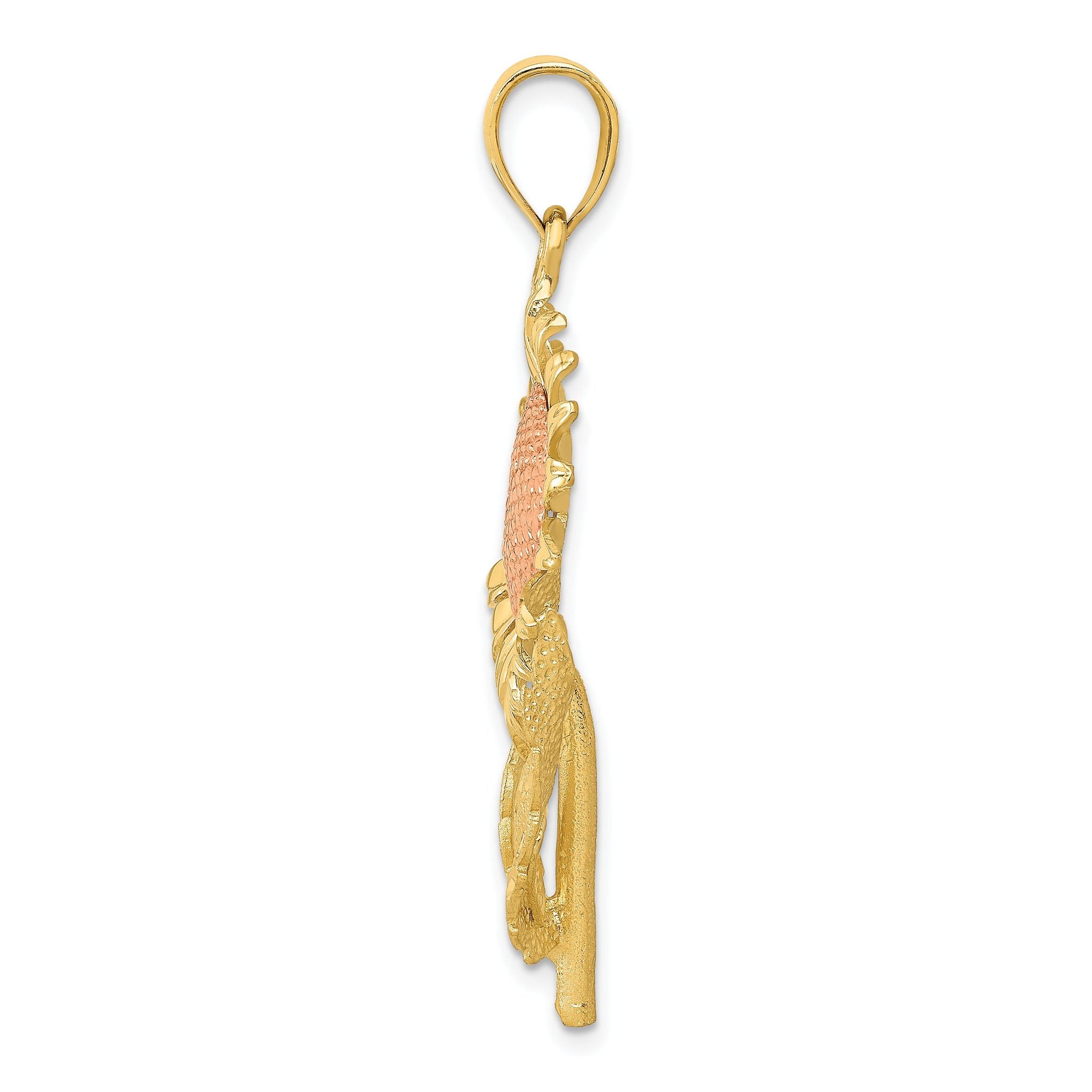 14K Two-Tone Sunflower Pendant with Polished Diamond-Cut Finish by Sophia Jewelers Secondary image