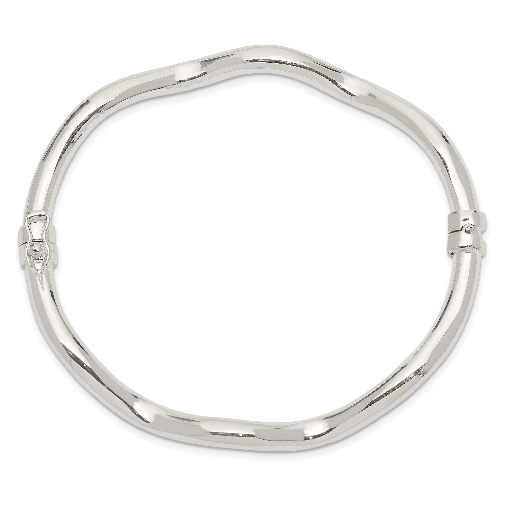 Sophia Jewelers Sterling Silver Hinged Bangle with Polished Wavy Design Secondary image