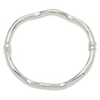 Sophia Jewelers Sterling Silver Hinged Bangle with Polished Wavy Design