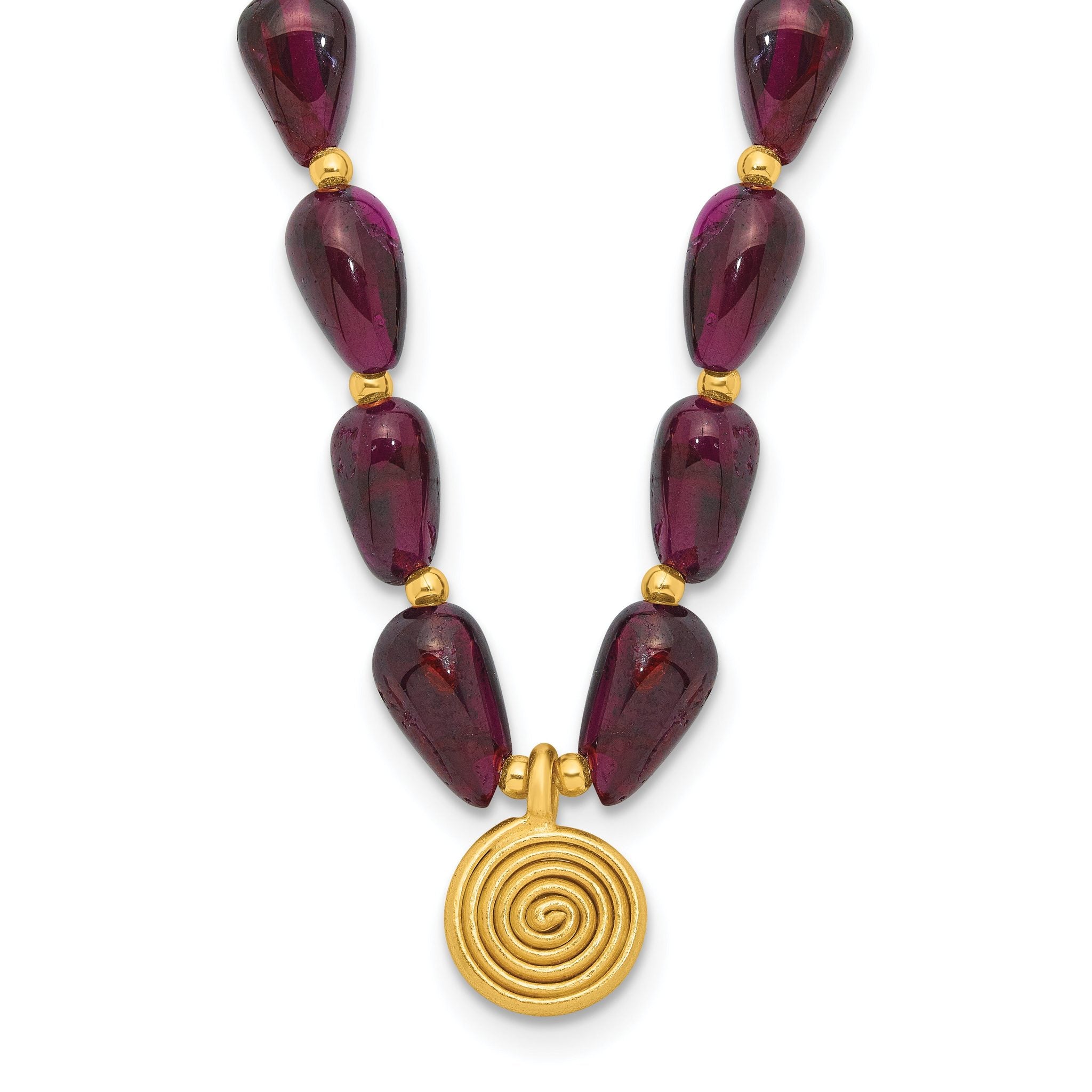 Sterling Silver Gold-plated Garnet 16in With 2 Inch Extention. Necklace Main image