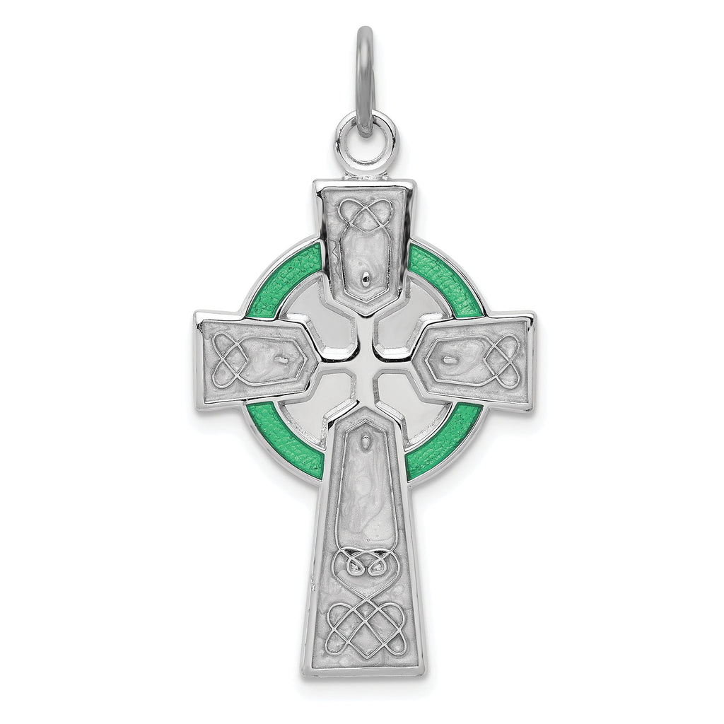 Sterling Silver 925 Irish Cross Pendant with Rhodium Epoxy Finish