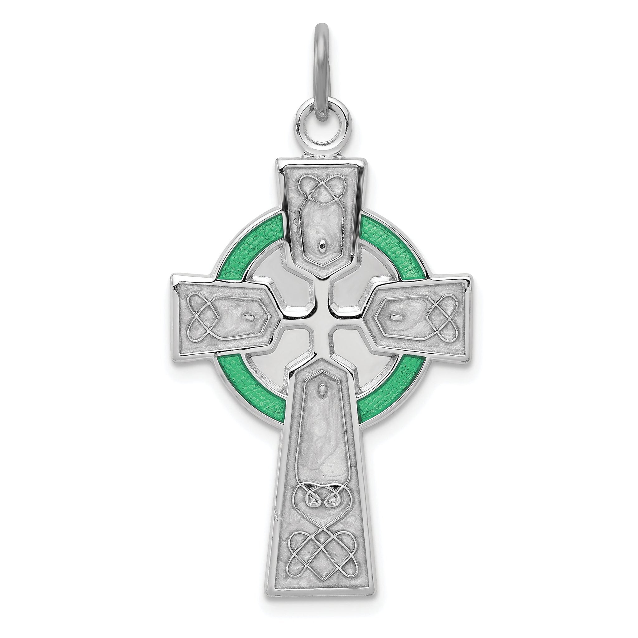 Sterling Silver 925 Irish Cross Pendant with Rhodium Epoxy Finish