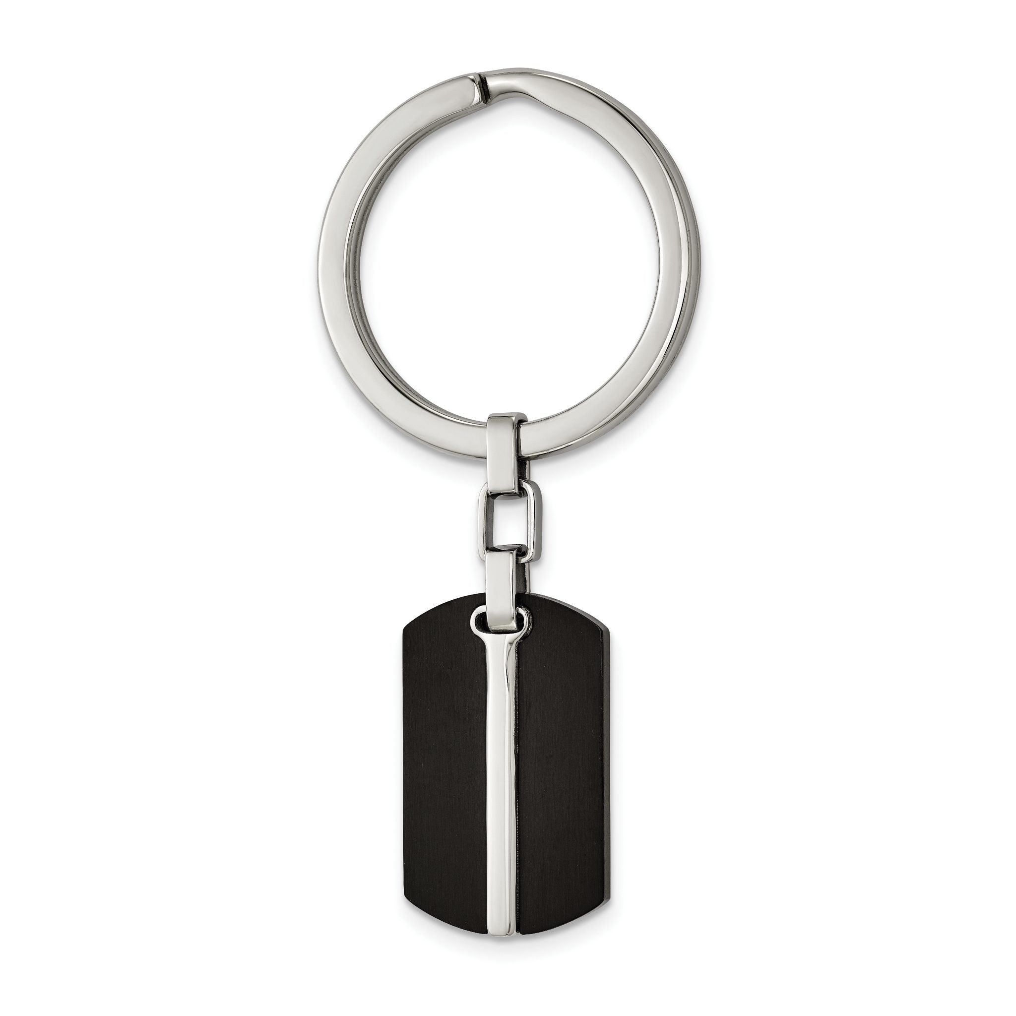 Stainless Steel Brushed and Polished Black IP-plated Key Ring Main image