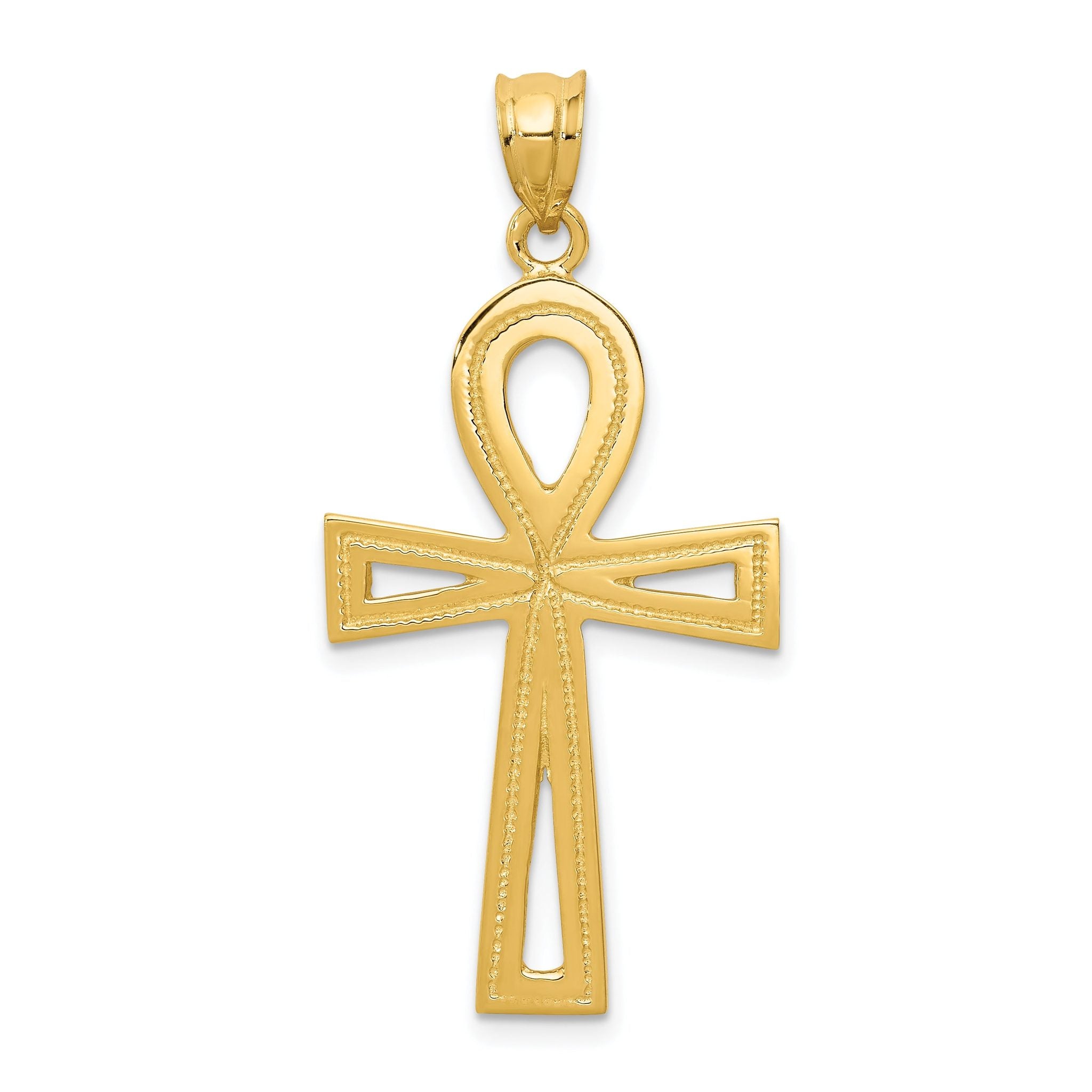 14K Gold Ankh Cross Charm with Polished Finish Unisex Main image