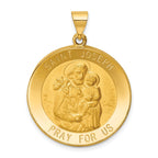 14K Polished and Satin St Joseph Medal Hollow Pendant