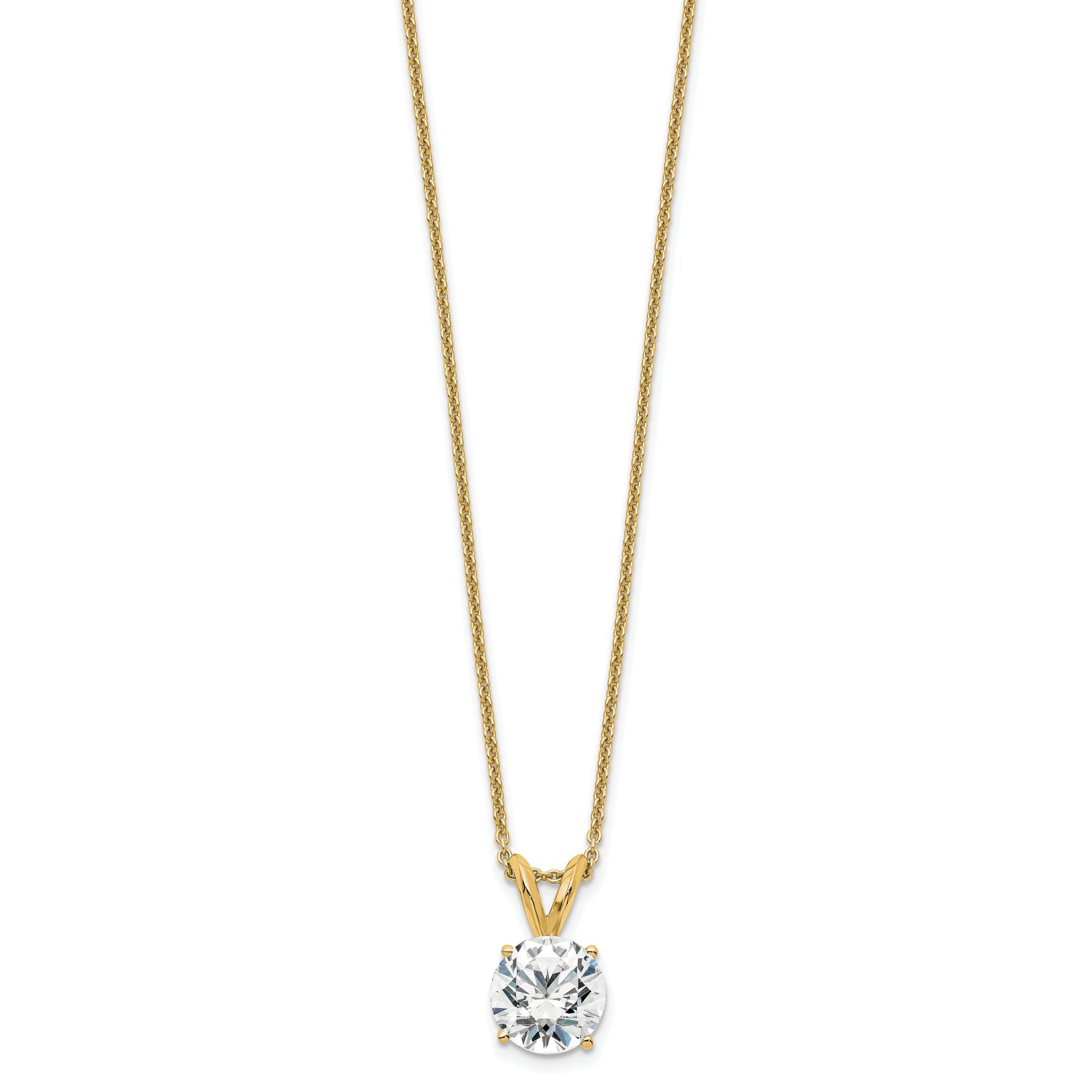 14k 1 carat Certified Lab Grown Diamond VS/SI+ G+ Round Complete Four Prong 18 inch Solitaire Pendant Necklace