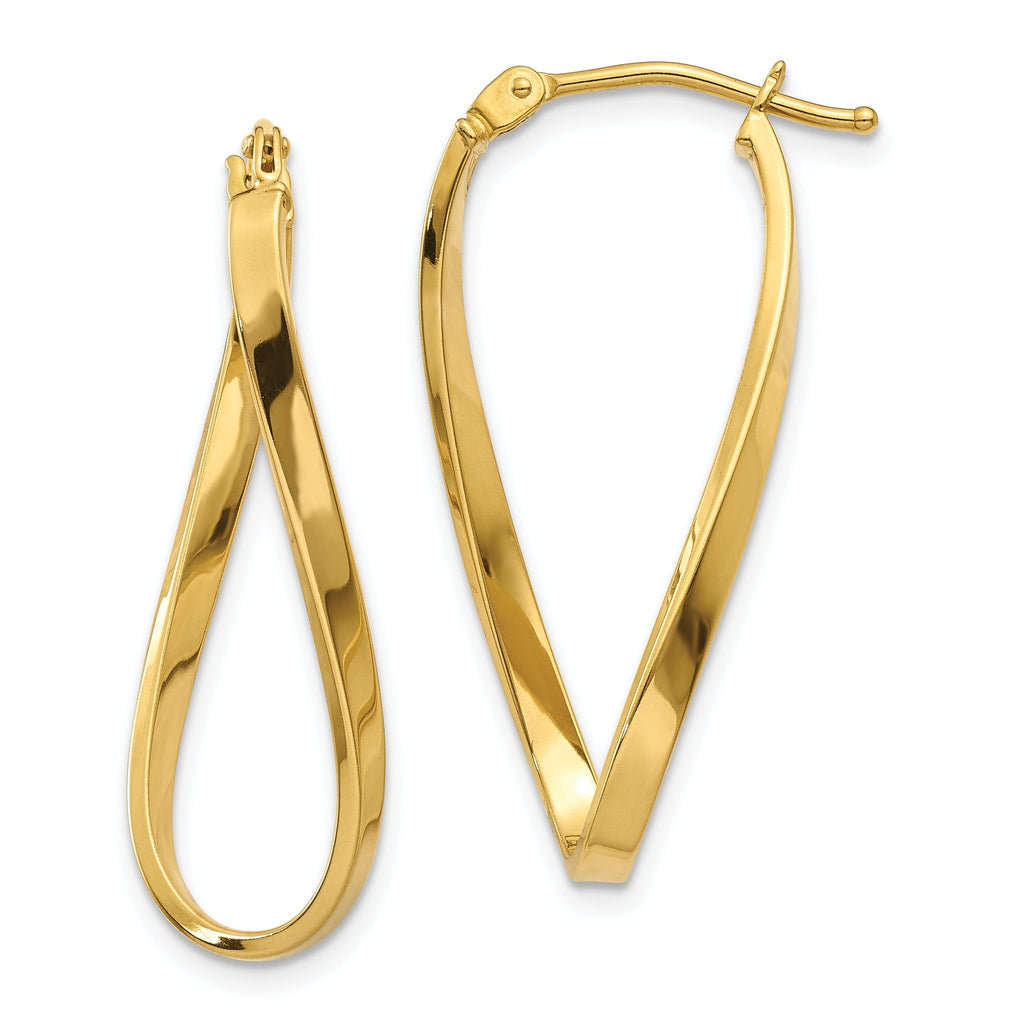10K Gold Twisted Hoop Earrings with Polished Finish for Women