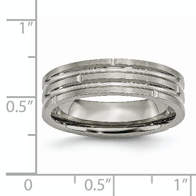 Grooved Wedding Band in Titanium, 6mm