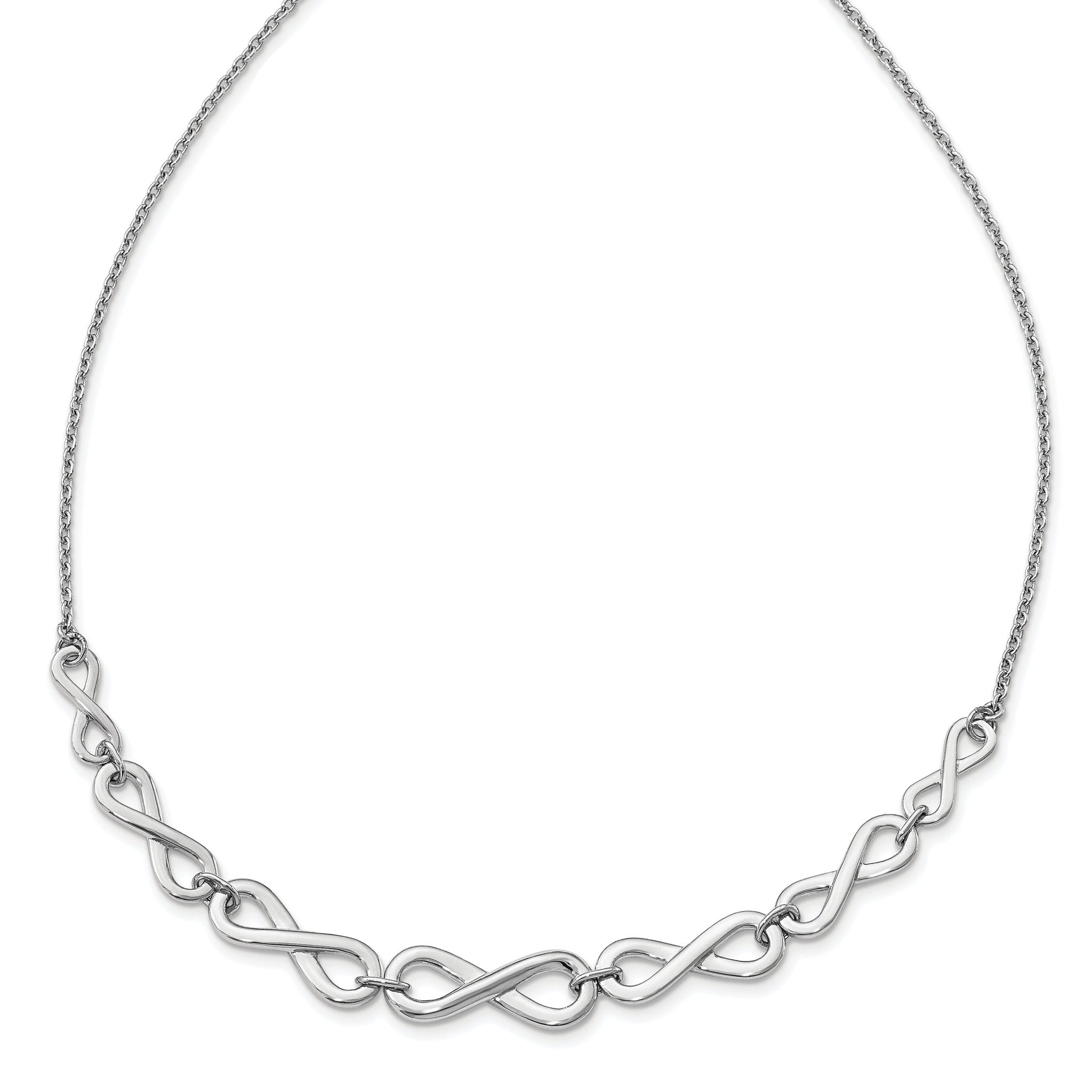 Sterling Silver Infinity Necklace with Polished Finish and Extender Main image