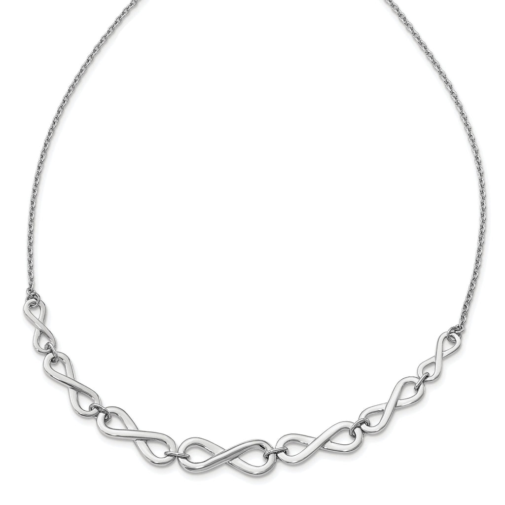 Sterling Silver Infinity Necklace with Polished Finish and Extender