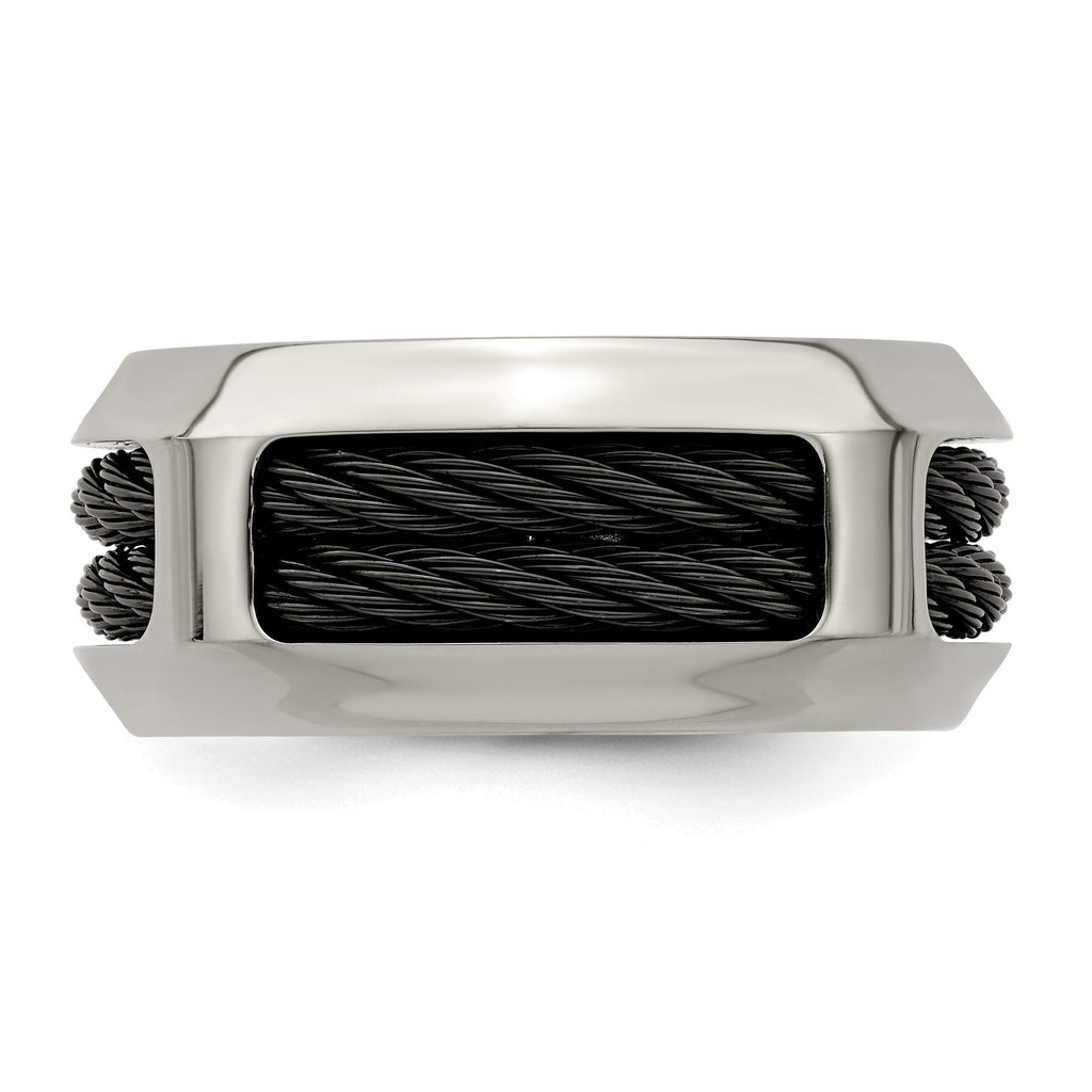 Edward Mirell Stainless Steel and Black Ti Double Cable 10.75mm Band