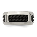 Edward Mirell Stainless Steel and Black Ti Double Cable 10.75mm Band
