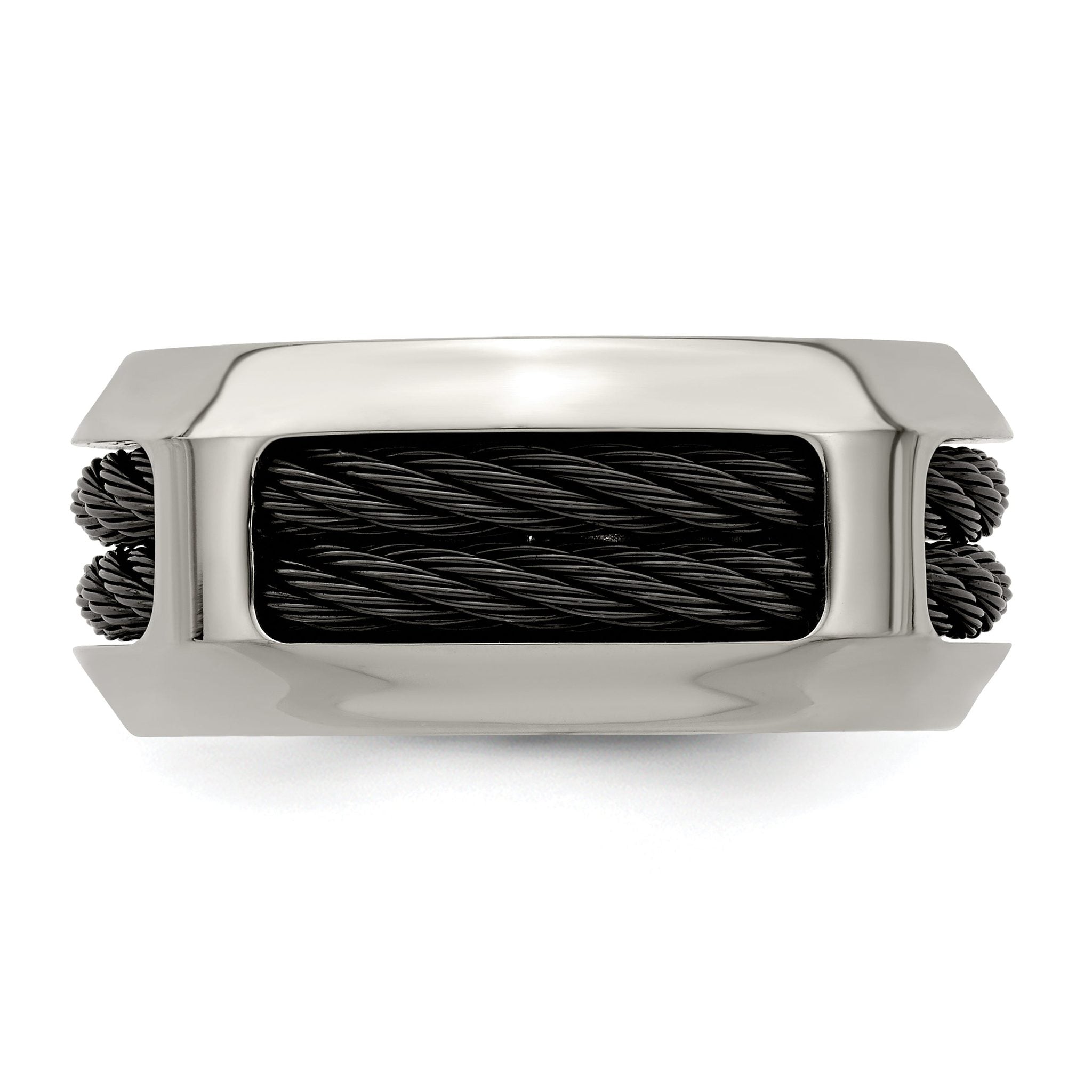 Edward Mirell Stainless Steel and Black Ti Double Cable 10.75mm Band