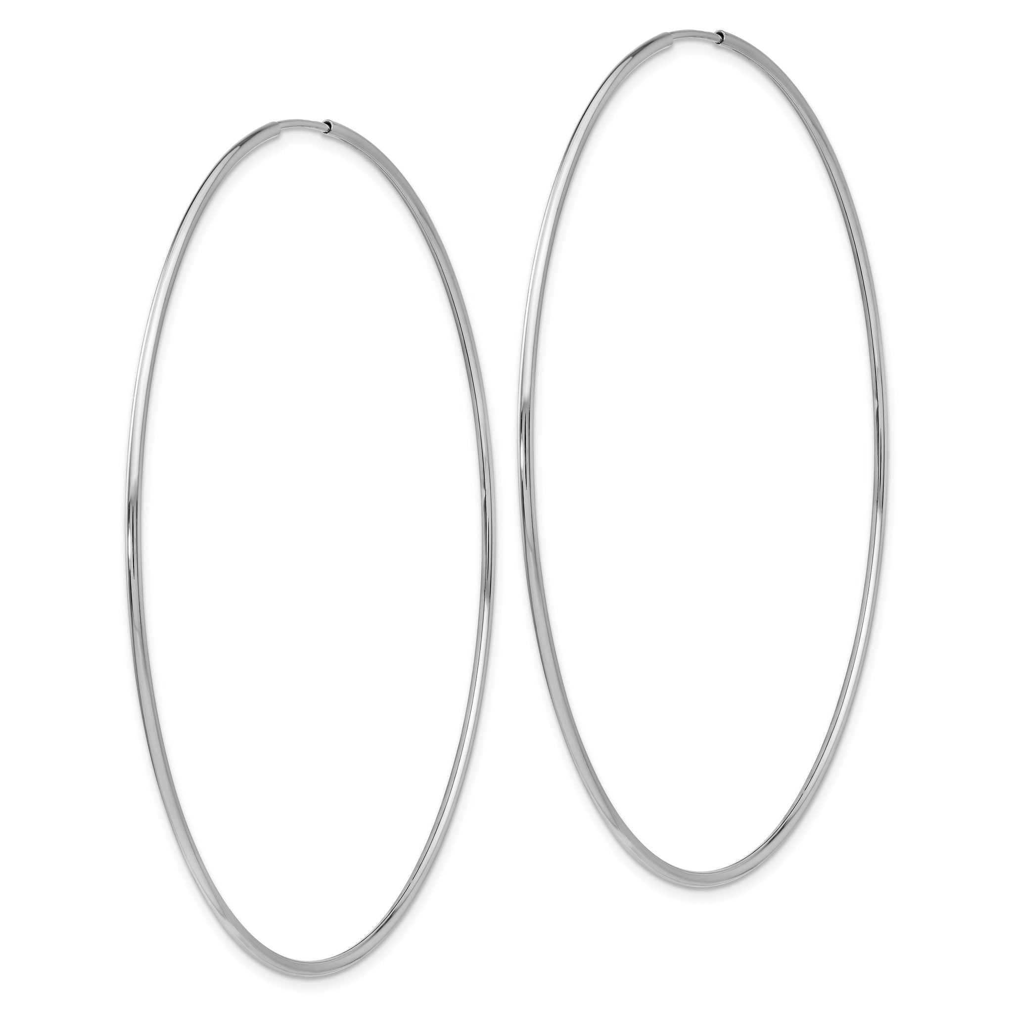 14k White Gold Polished Endless Tube Hoop Earrings Secondary image