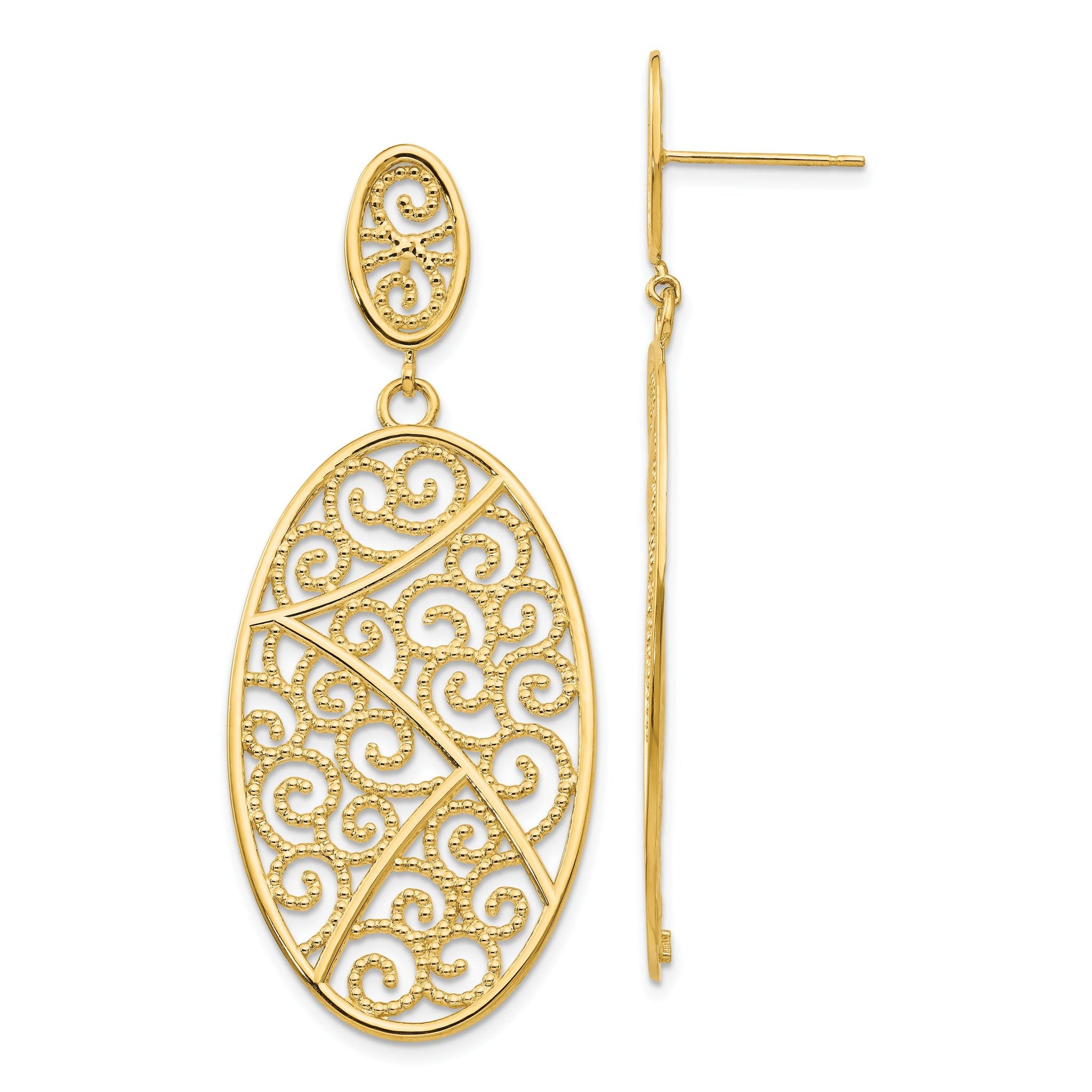 14K Oval Dangle Earrings Main image