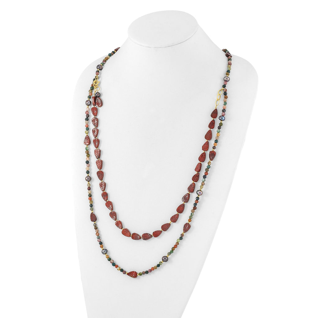 Sterling Silver Gold-plated Multi Stone Adj. 17in or 40in Necklace