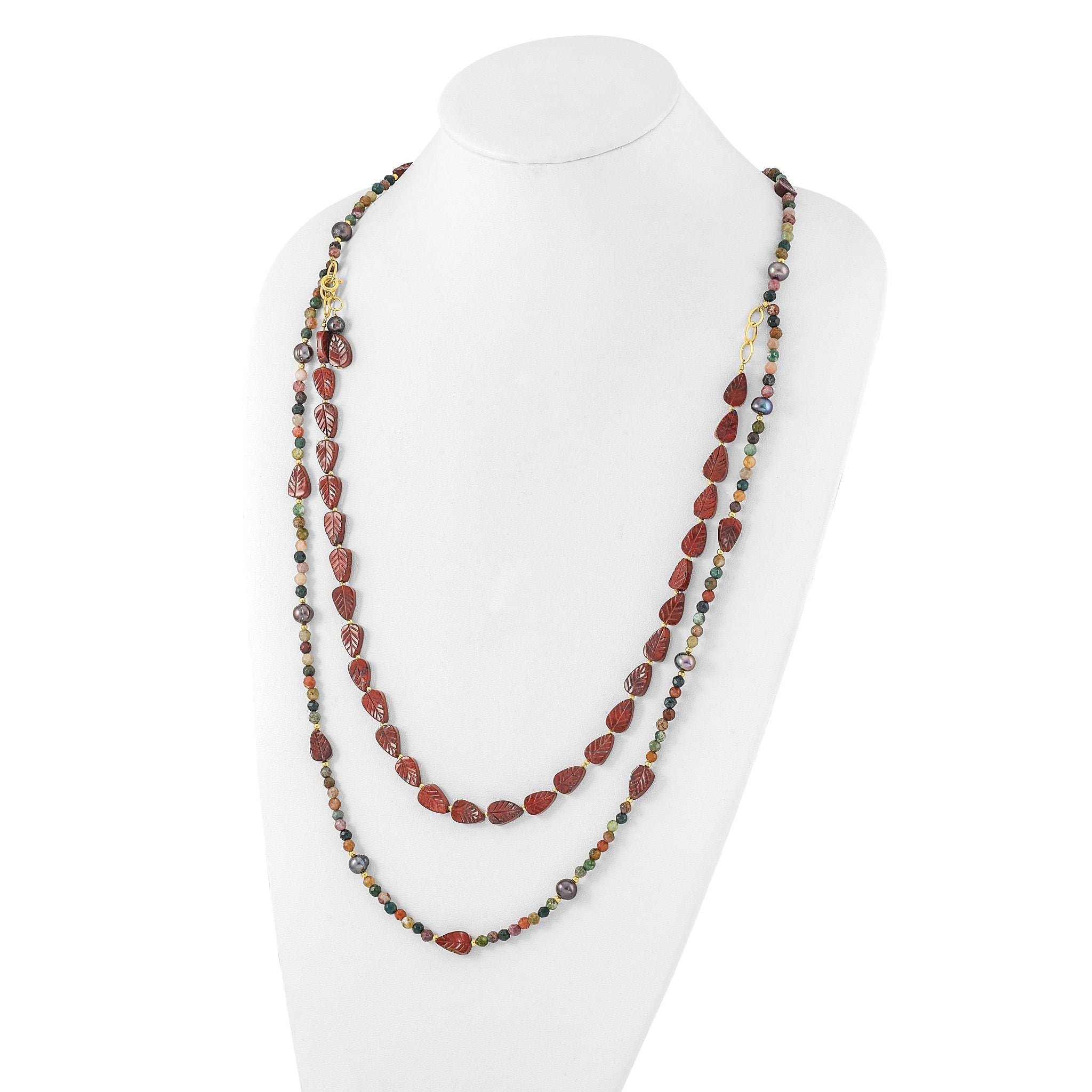 Sterling Silver Gold-plated Multi Stone Adj. 17in or 40in Necklace