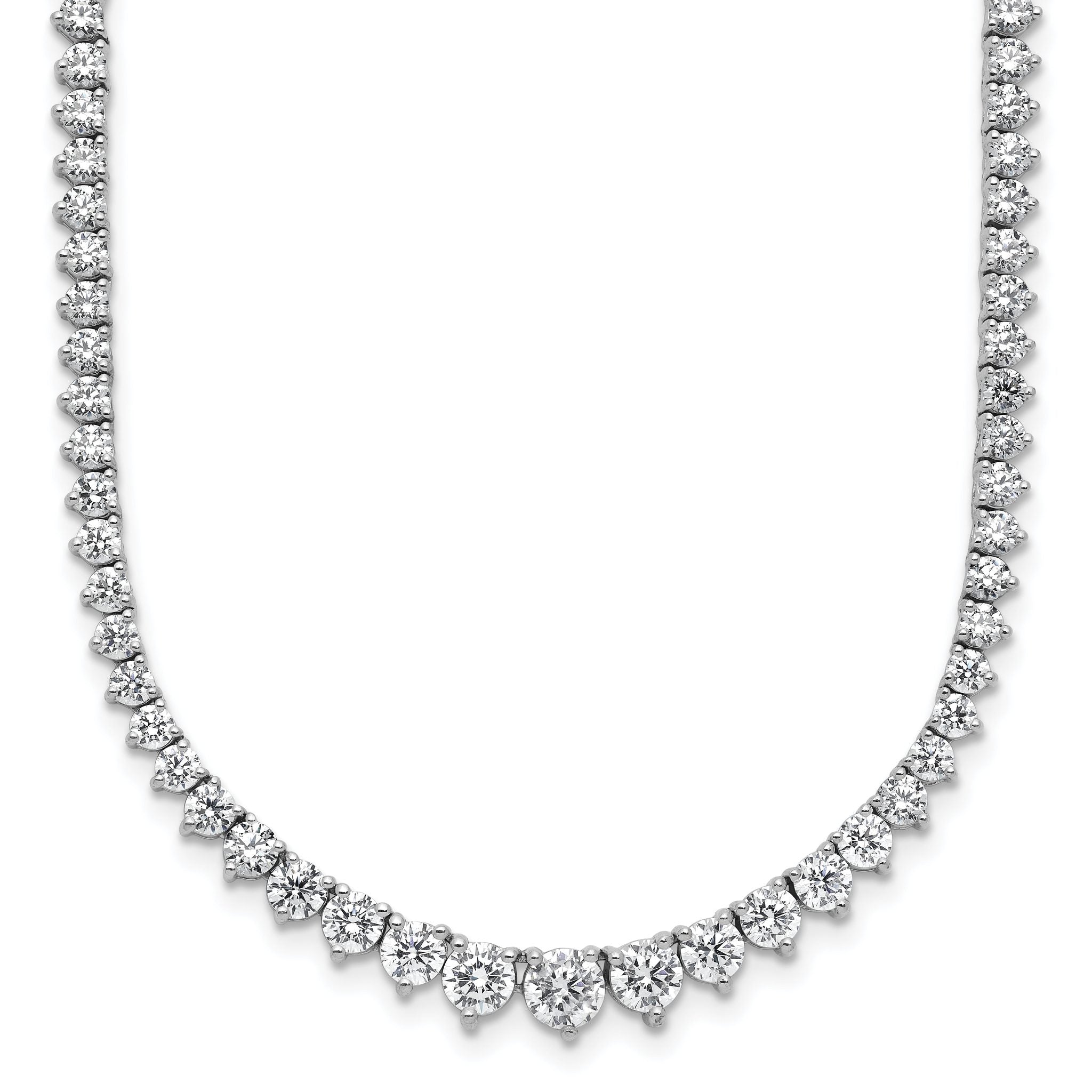 14k White Gold 11 5/8 carat Certified Lab Grown Diamond VS+ F+ Complete Round 20 inch Graduated Tennis Necklace