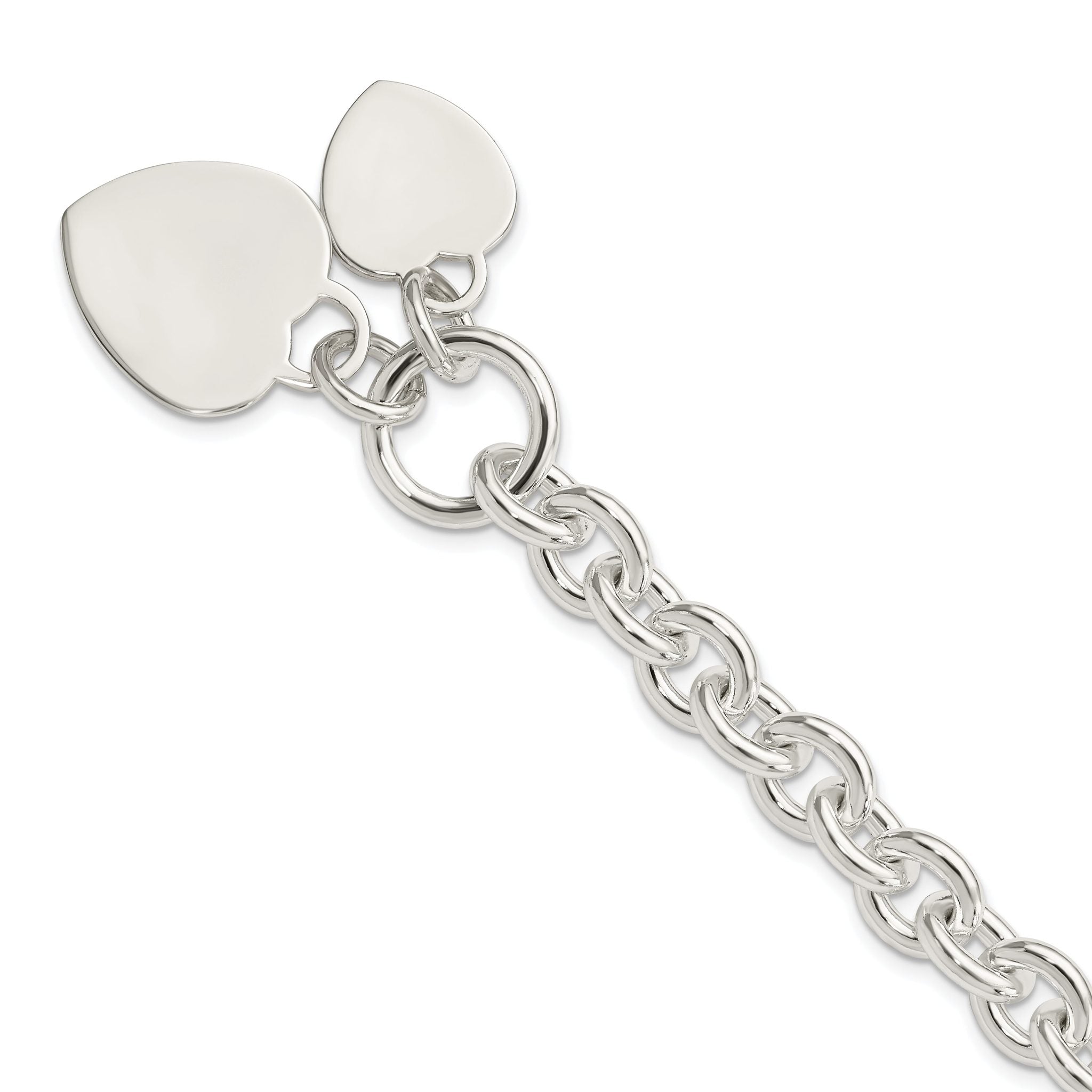 Sterling Silver Engraveable Heart Disc on Fancy Link Toggle Bracelet Main image
