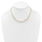 Sterling Silver Gold-tone Polished and Beaded 7-8mm Freshwater Cultured Rice Pearl 16 Inch with 2 Inch Extension Necklace