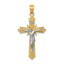 14K Two-Tone Gold Polished Crucifix Pendant  Elegant Solid Design