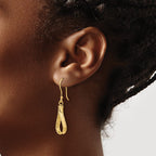 14K Polished and Diamond-cut Dangle Earrings