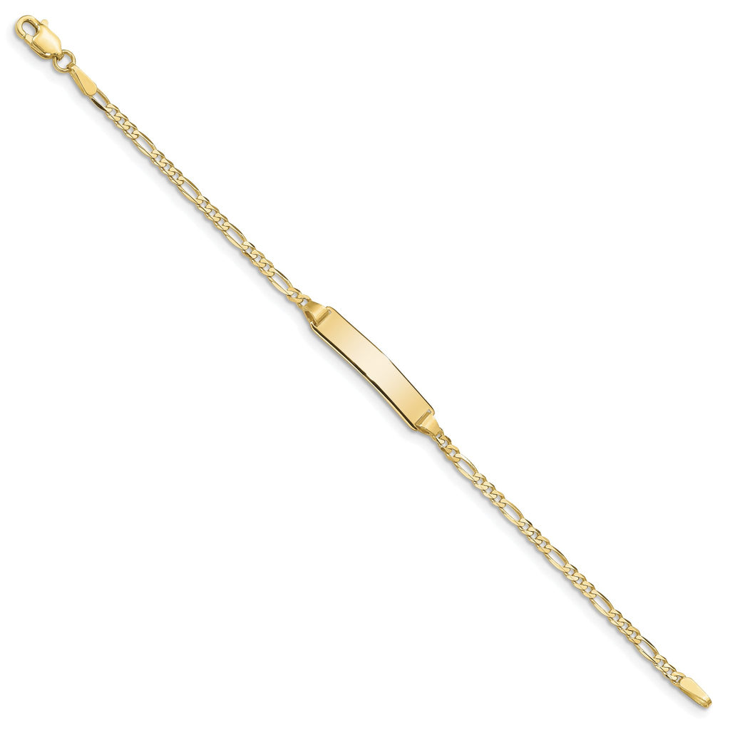 10K Solid Chain/Solid Plate Figaro Link 19.5x4mm Plate 5.5 inch Baby/Child ID Bracelet