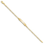 10K Solid Chain/Solid Plate Figaro Link 19.5x4mm Plate 5.5 inch Baby/Child ID Bracelet