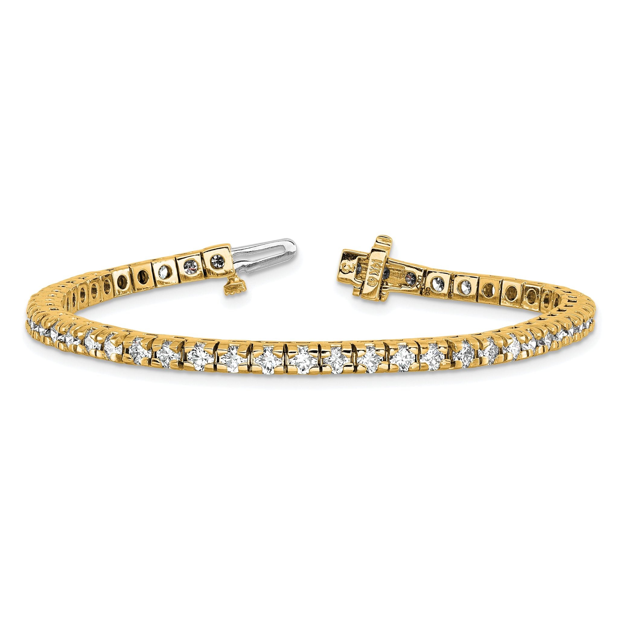 14k Complete 4.65 carat Round AA Diamond 4-prong 7 inch Tennis Bracelet