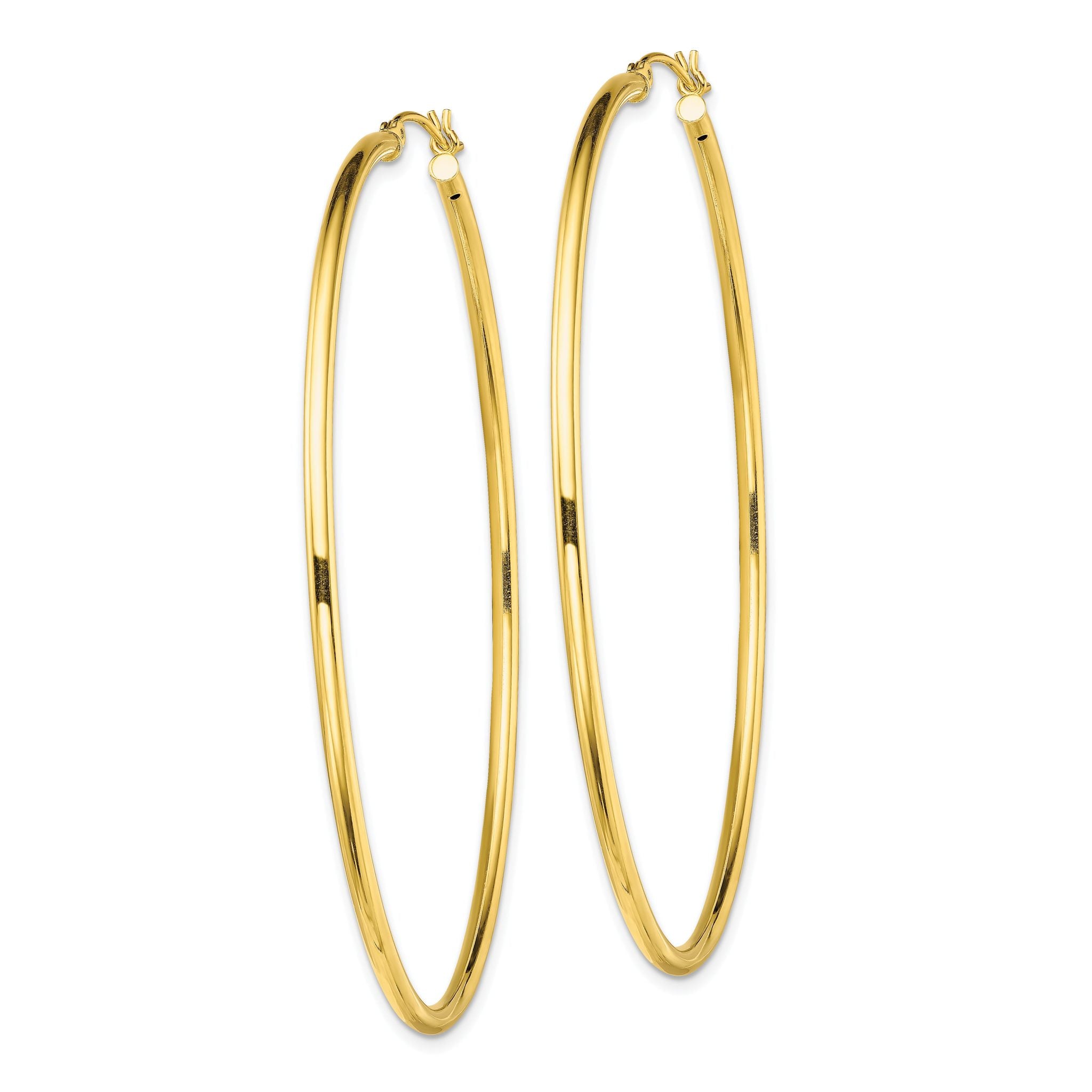 Sterling Silver Gold-Tone Polished 2x65mm Hoop Earrings Secondary image