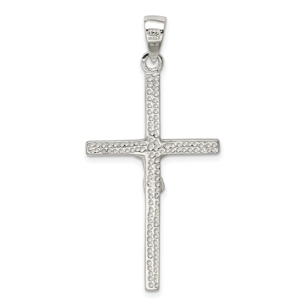 Sterling Silver 925 Polished Crucifix Pendant with Anti-Tarnish Finish Solid Design