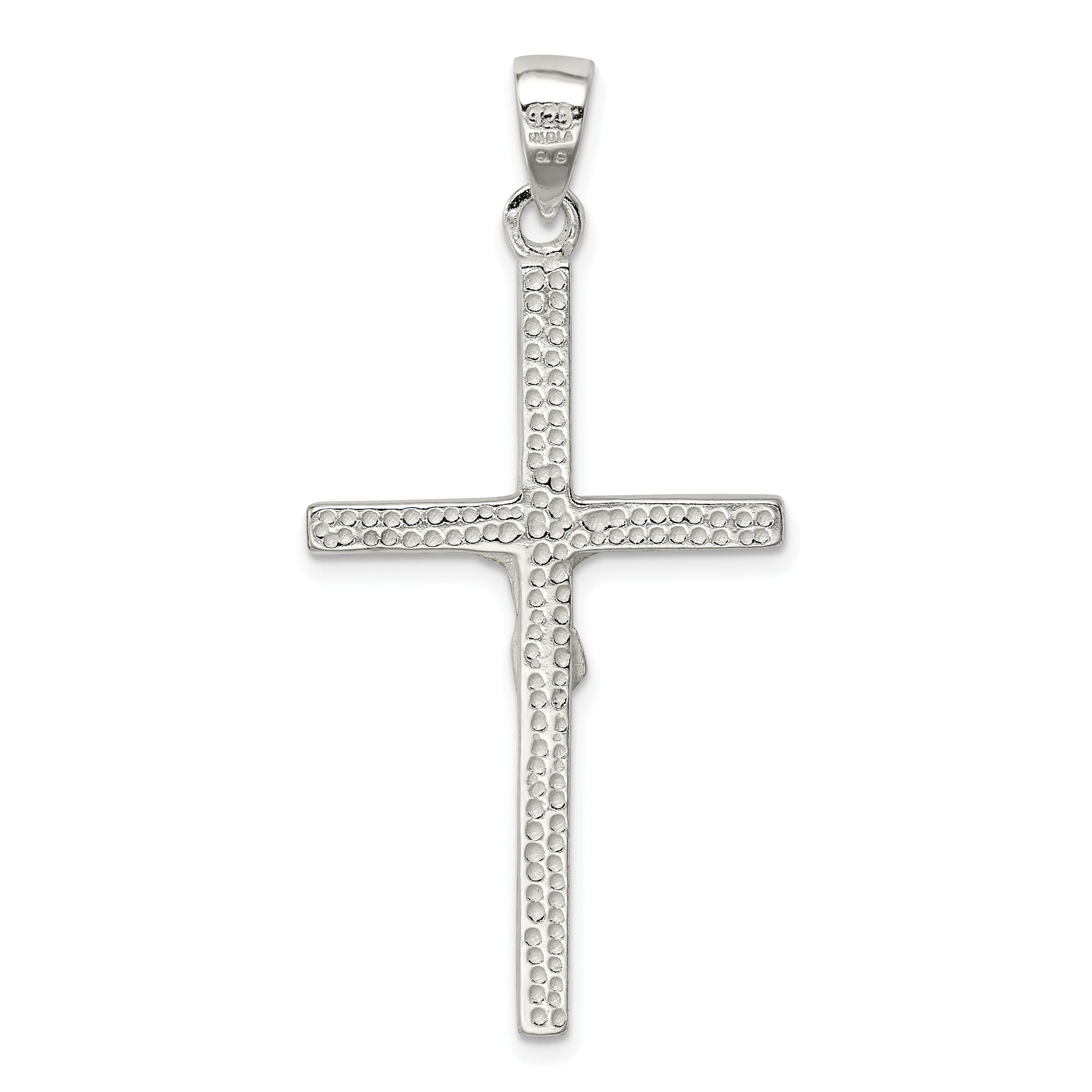 Sterling Silver 925 Polished Crucifix Pendant with Anti-Tarnish Finish Solid Design