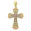 14K Two-Tone Gold Budded Cross Pendant with Polished Finish