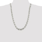 Sterling Silver Rhodium-plated 9.0mm Diamond-cut Rope Chain